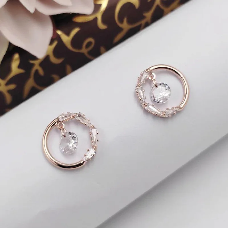 Your Dream Jewelry At Dream Prices Aamrapali Rose Gold Plated AD Stud Earrings