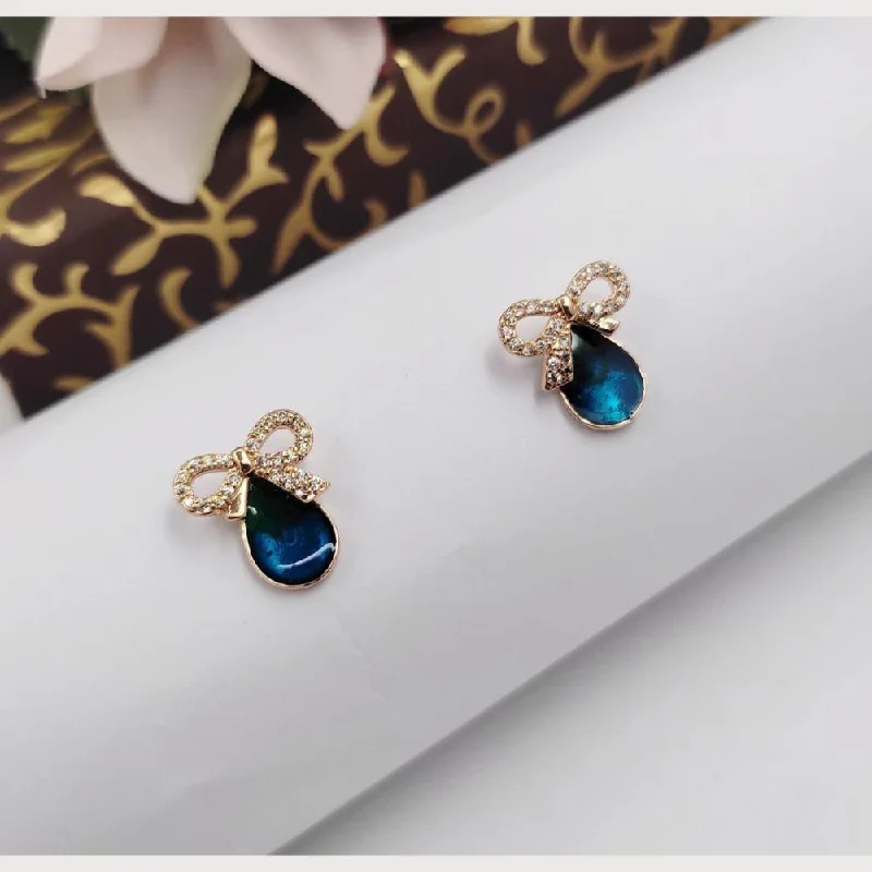 Delicate Crystal Jewelry For Sophisticated Charm Aamrapali Rose Gold Plated Austrian Stone Stud Earrings