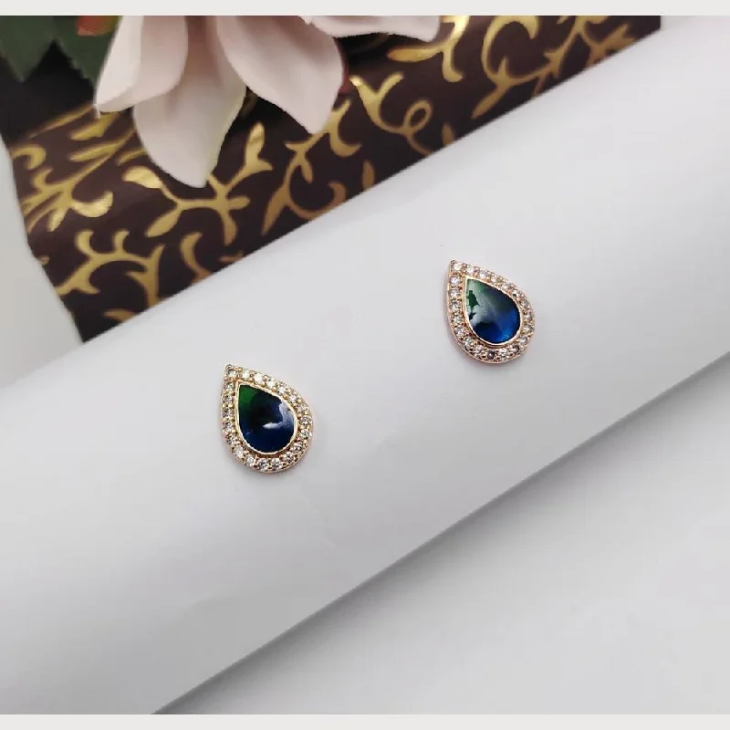 Customized Silver Jewelry For Unique Style Aamrapali Rose Gold Plated Austrian Stone Stud Earrings Customized Silver Jewelry For Unique Style Aamrapali Rose Gold Plated Austrian Stone Stud Earrings