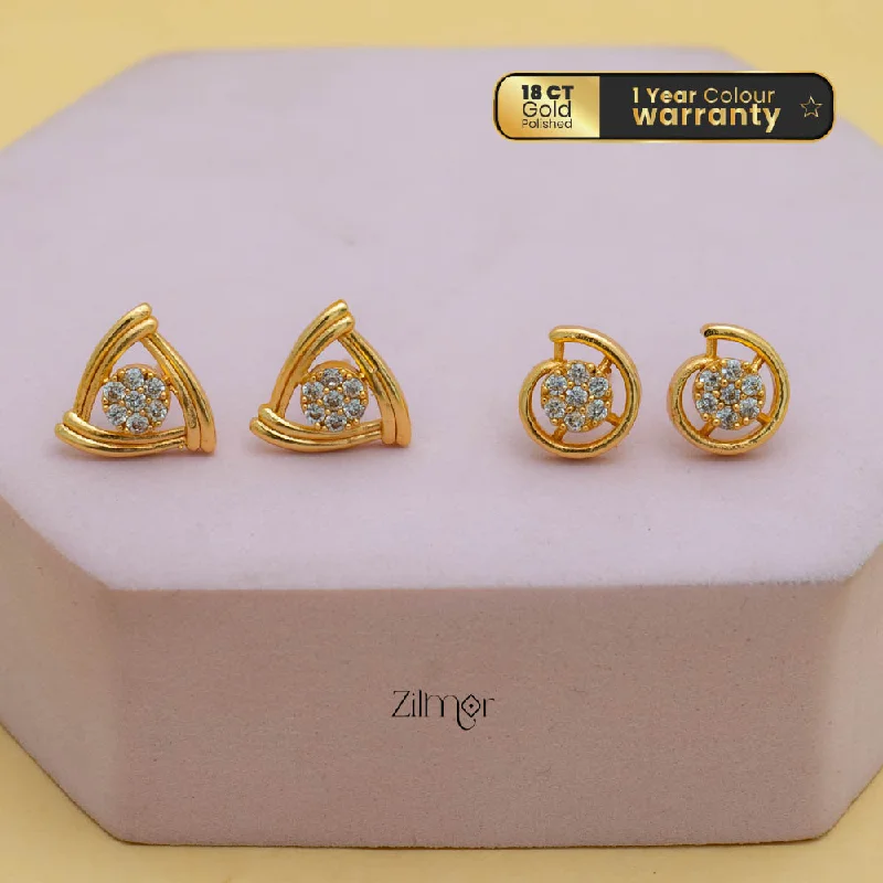 Limited-Time Offer On Premium Jewelry Collections AG101897 - Set Of 2 Gold-Plated Minimal Stud Earrings