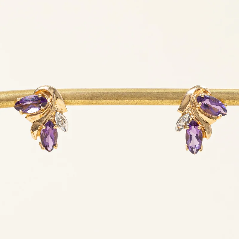 Grab Your Dream Jewelry At The Lowest Prices Amethyst & Diamond Earrings | 1.50ctw, 0.02ctw |