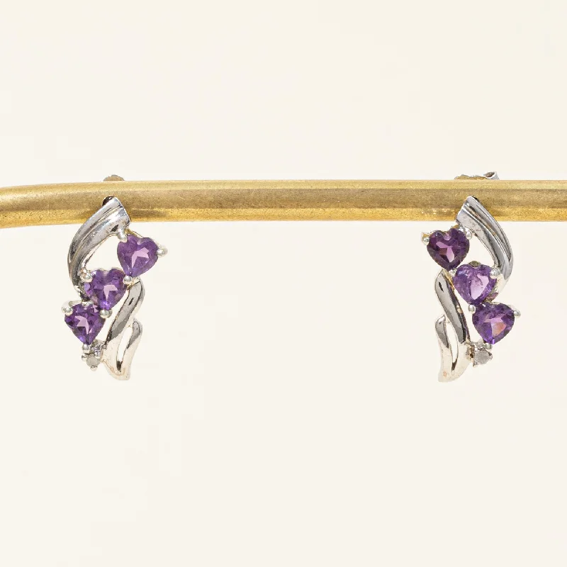Buy More, Save More On Stunning Jewelry Pieces Amethyst & Diamond Heart Earrings | 1.50ctw, 0.02ctw |