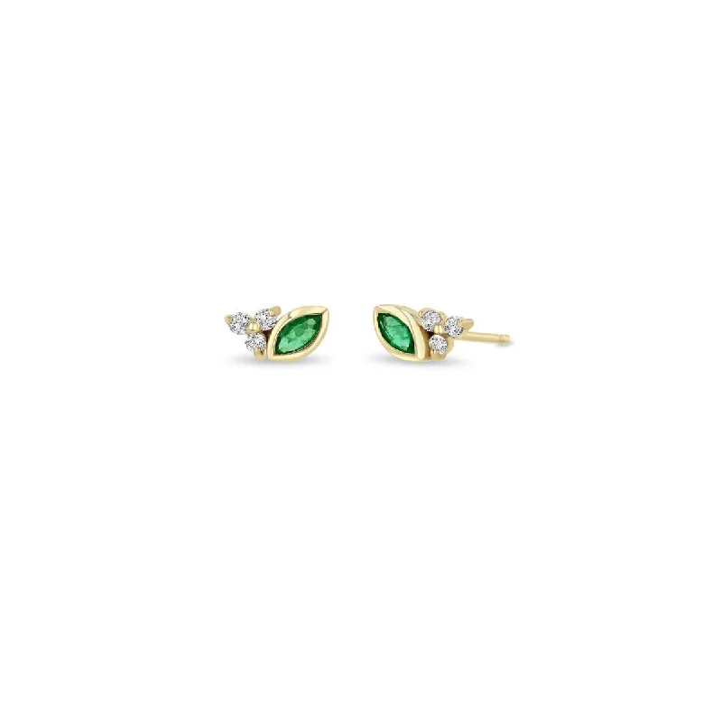 High-End Jewelry, Now More Affordable Than Ever Bezel Set Emerald Marquise and Prong Set Trio Diamond Stud Earrings High-End Jewelry, Now More Affordable Than Ever Bezel Set Emerald Marquise and Prong Set Trio Diamond Stud Earrings