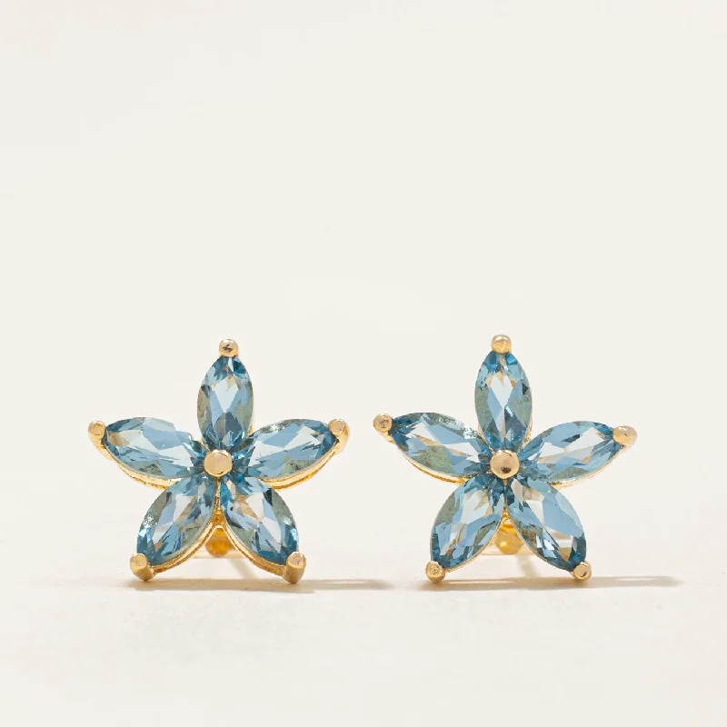 Beautiful Jewelry, Breathtaking Discounts – Hurry In Blue Topaz Flower Earrings | 2.00ctw |