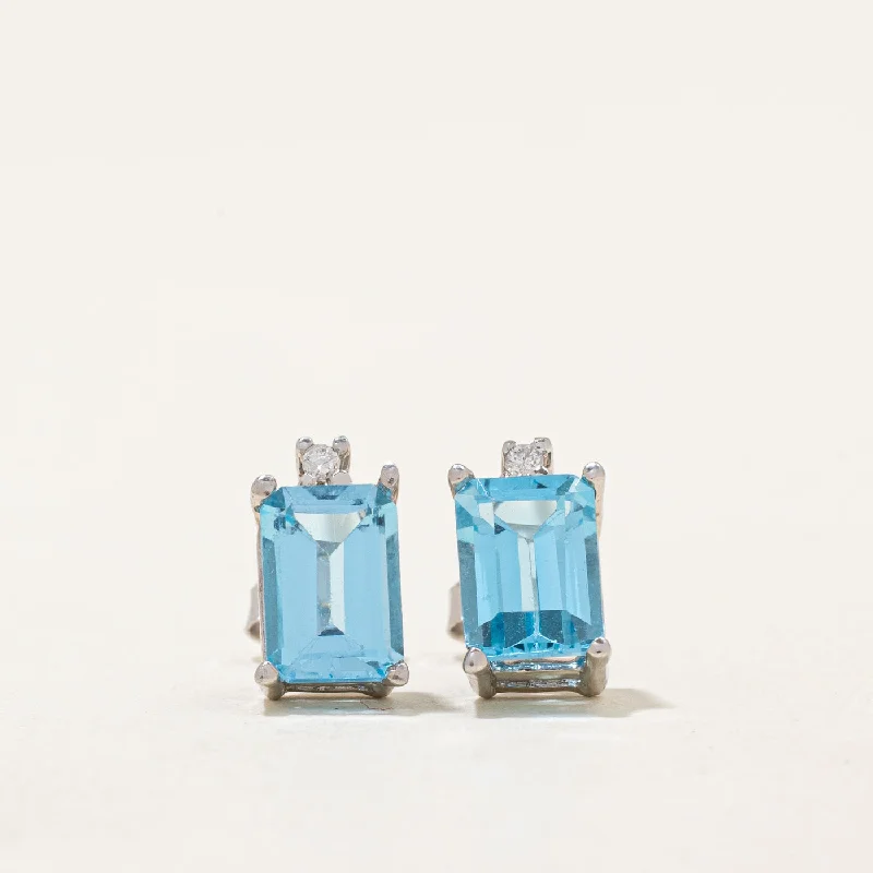Chic And Stylish Jewelry At Discounted Prices Blue Topaz & Diamond Earrings | 2.00ctw, 0.02ctw |