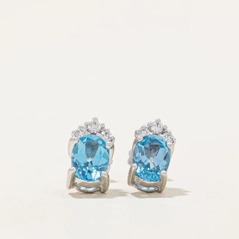 Premium Jewelry At Promotional Prices – Shine Today Blue Topaz & Diamond Earrings | 2.50ctw, 0.04ctw |
