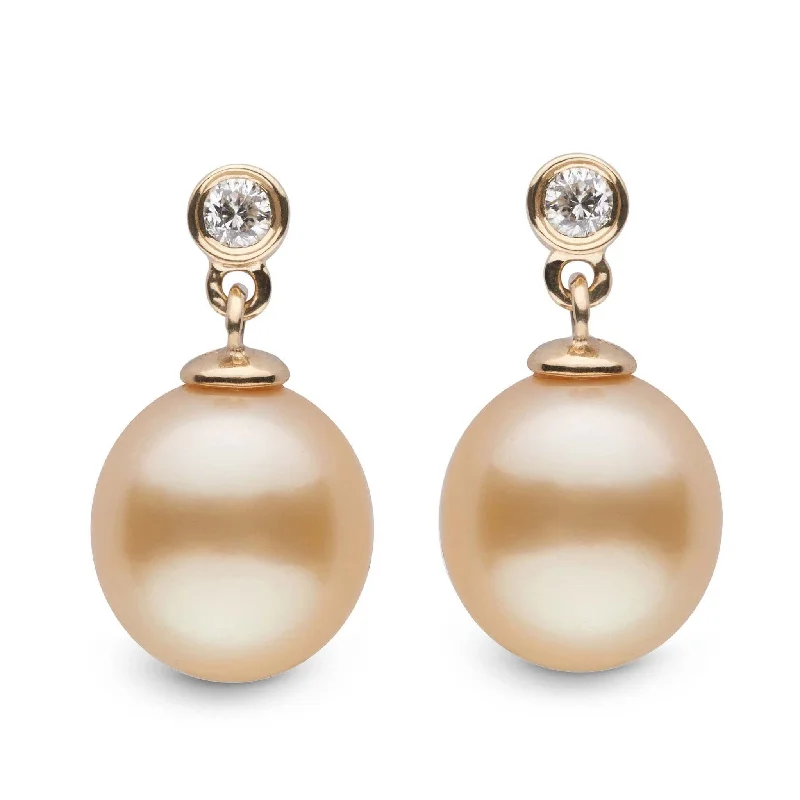 Shop Modern Jewelry Collections With Exclusive Discounts Brilliant Collection Drop Golden South Sea 9.0-10.0 mm Pearl & Diamond Dangle Earrings