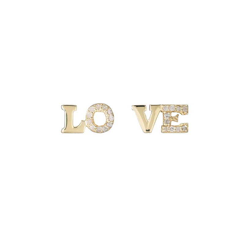 Discounted Luxury Jewelry – Shine Without The Splurge LOVE Pavé Diamond Stud Earrings Discounted Luxury Jewelry – Shine Without The Splurge LOVE Pavé Diamond Stud Earrings