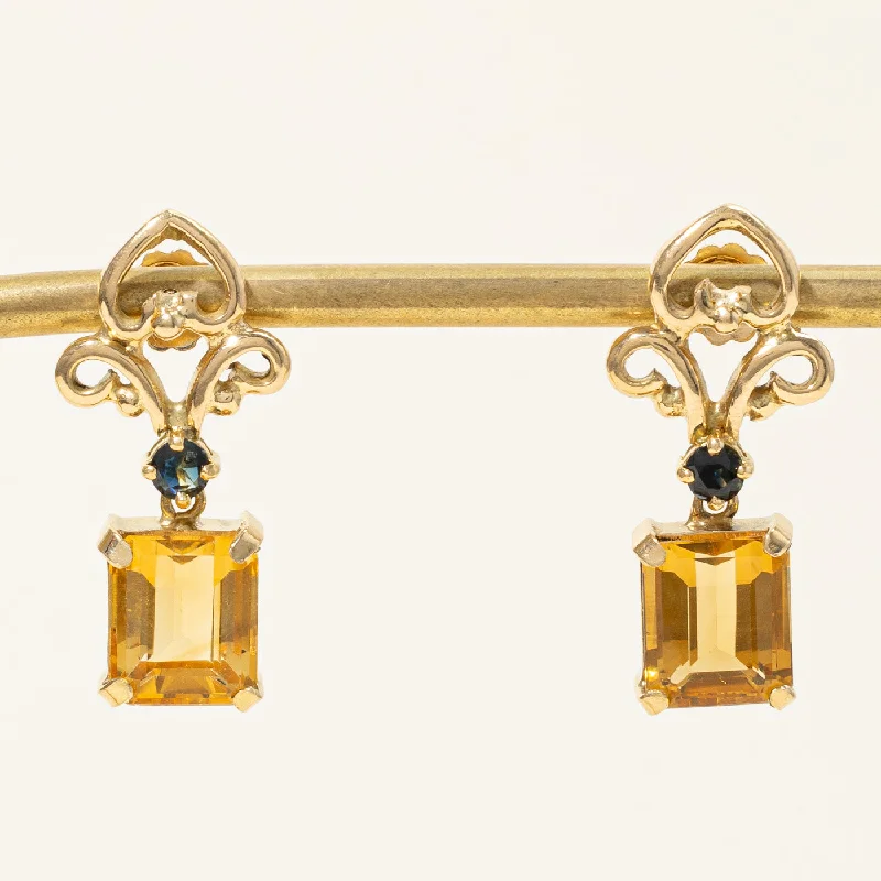 Discounted Luxury Jewelry – Shine Without The Splurge Citrine & Sapphire Earrings | 8.40ctw, 0.46ctw |