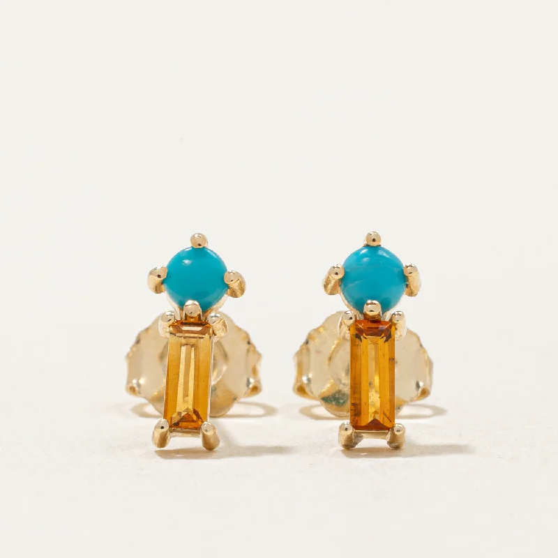 Elegant Jewelry Styles At Budget-Friendly Prices '100 Ways' Citrine & Turquoise Earrings | 0.30ctw, 0.10ctw |