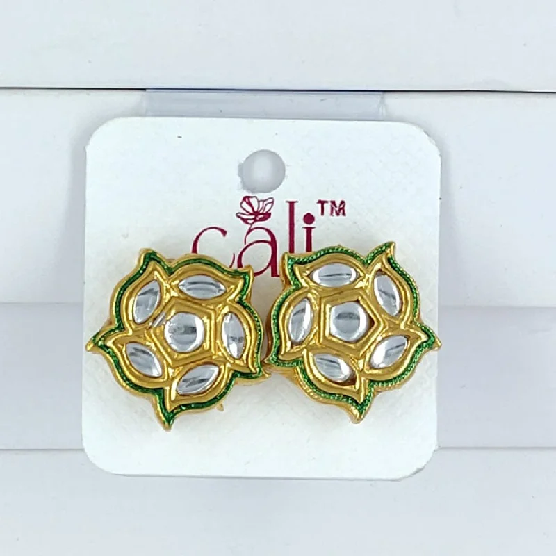 Fashion-Forward Jewelry At Incredible Prices Corbeda Fashion Gold Plated Kundan Stone Stud Earrings Fashion-Forward Jewelry At Incredible Prices Corbeda Fashion Gold Plated Kundan Stone Stud Earrings