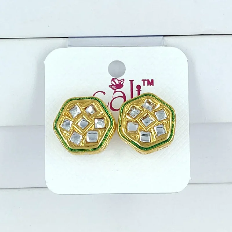 Discounted Jewelry For A Glamorous Look Corbeda Fashion Gold Plated Kundan Stone Stud Earrings Discounted Jewelry For A Glamorous Look Corbeda Fashion Gold Plated Kundan Stone Stud Earrings