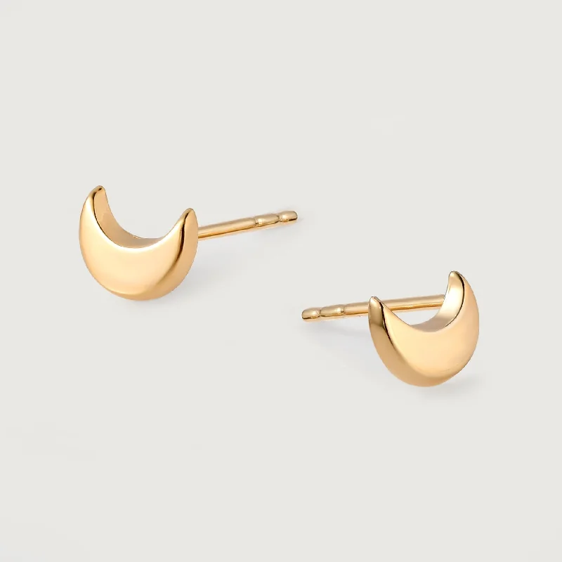 Personalized Jewelry Sale – Unique Gifts At Low Prices Crescent Moon Stud Earrings in 9K Gold