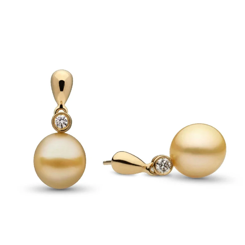 Bold And Beautiful Jewelry Now At Irresistible Prices Dew Collection Drop Golden South Sea 9.0-10.0 mm Pearl and Diamond Earrings