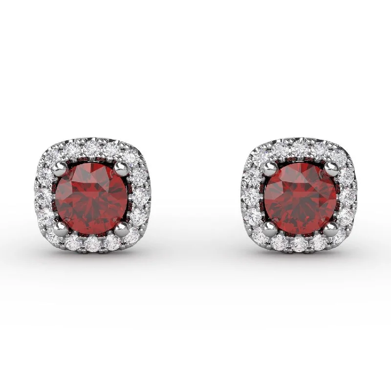 Gorgeous Jewelry, Limited-Time Savings Diamond and Ruby Halo Stud Earrings in 14K White Gold Gorgeous Jewelry, Limited-Time Savings Diamond and Ruby Halo Stud Earrings in 14K White Gold