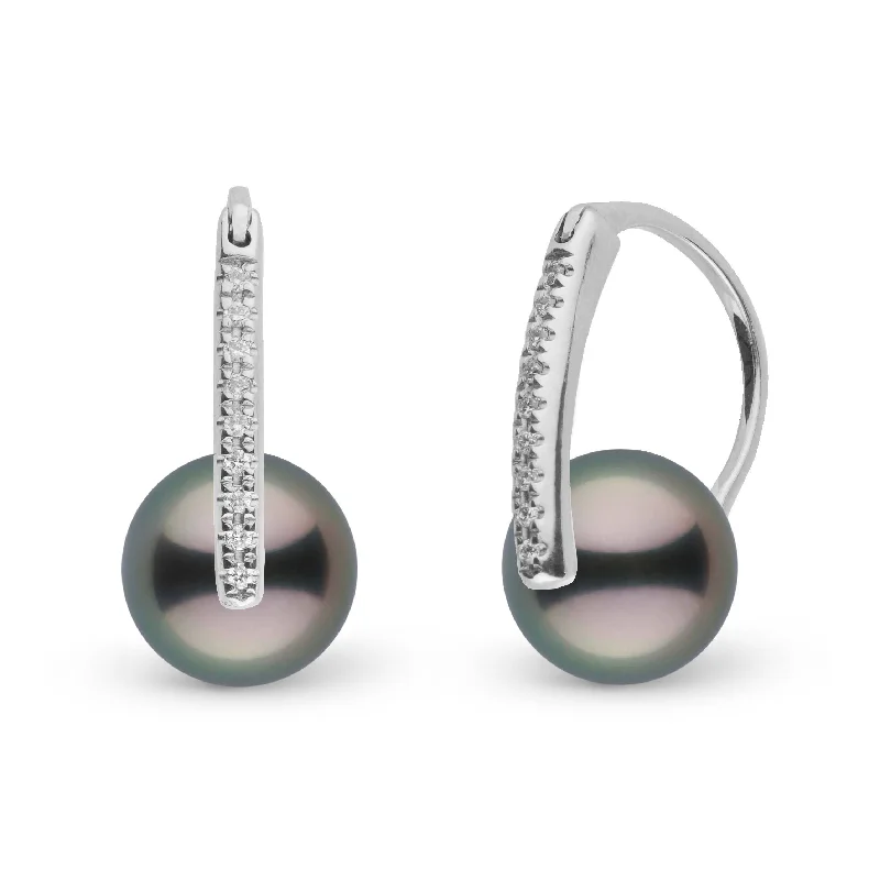 Must-Have Jewelry At Irresistible Discounts Diamond Deco Collection 9.0-10.0 mm Tahitian Pearl Earrings