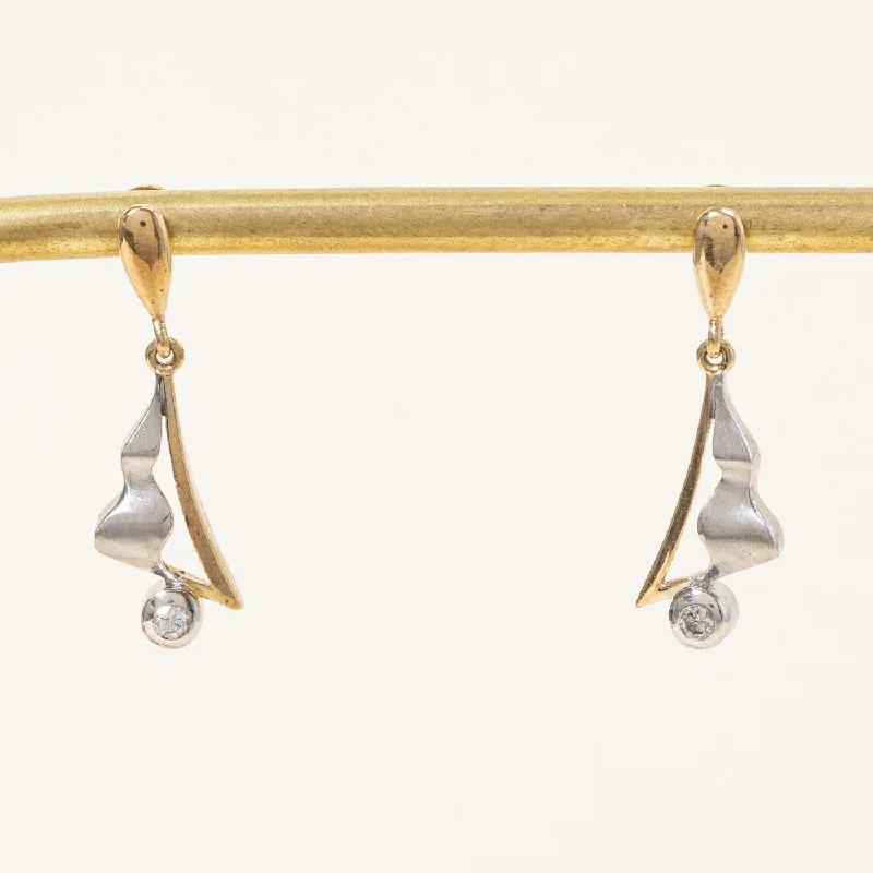 Make Every Moment Shine – Jewelry Discounts Available Two Tone Abstract Design Diamond Drop Earrings | 0.09ctw |