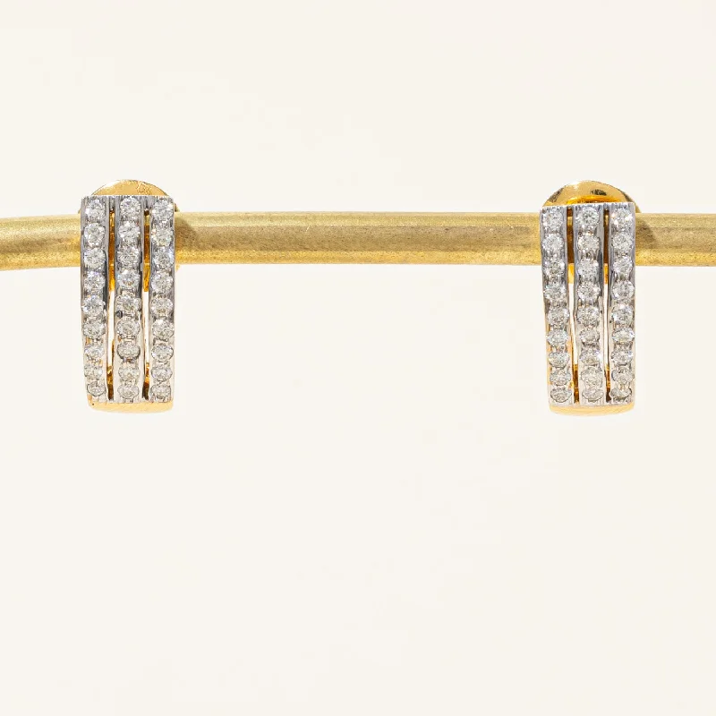 Affordable Luxury Jewelry For Every Occasion Triple Row Diamond Half Huggie Earrings | 0.78ctw | Affordable Luxury Jewelry For Every Occasion Triple Row Diamond Half Huggie Earrings | 0.78ctw |