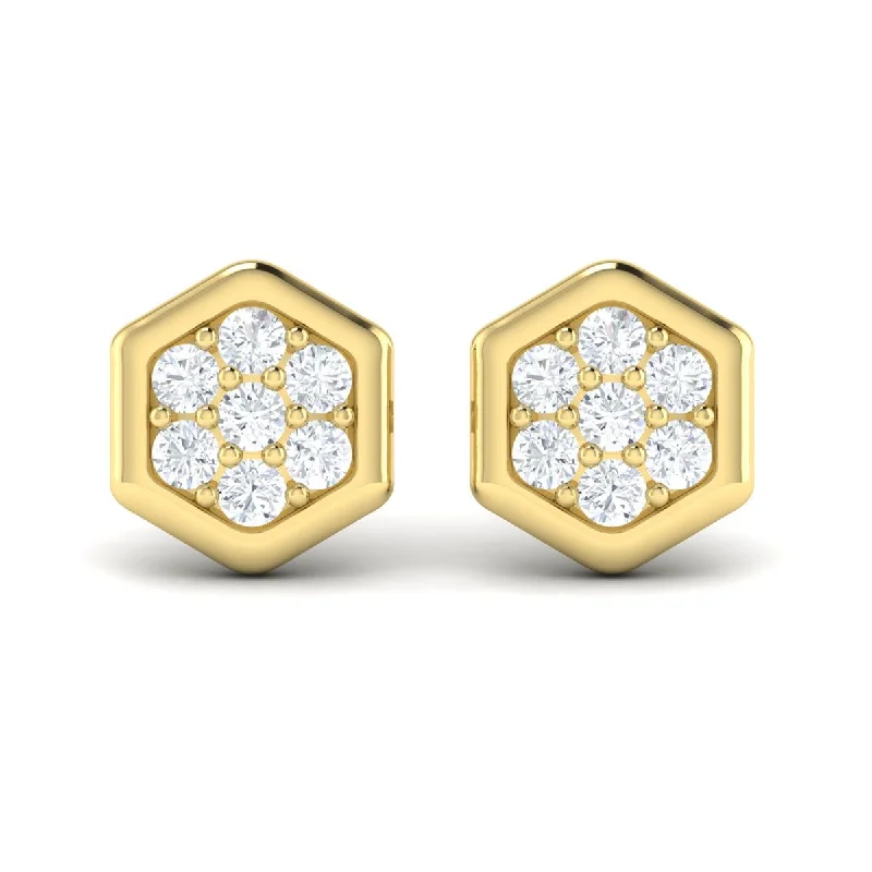Discounted Jewelry For A Glamorous Look Diamond Hexagon Stud Earrings in 14K Yellow Gold Discounted Jewelry For A Glamorous Look Diamond Hexagon Stud Earrings in 14K Yellow Gold