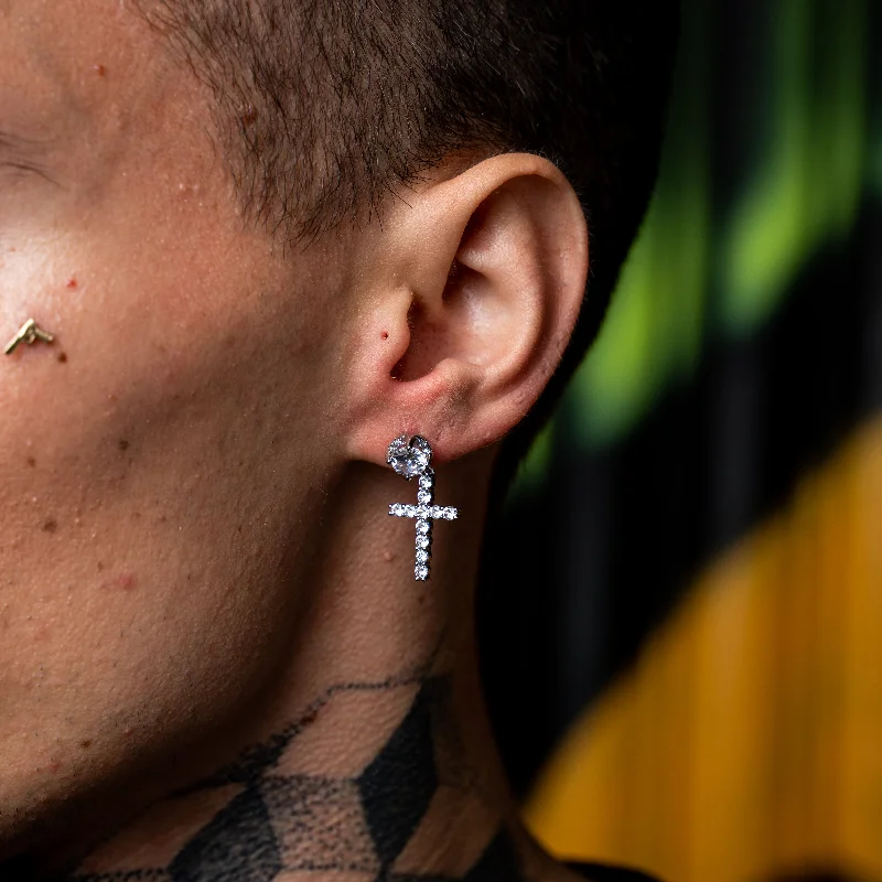 Discounted Jewelry For A Glamorous Look Diamond Studded Cross Earring