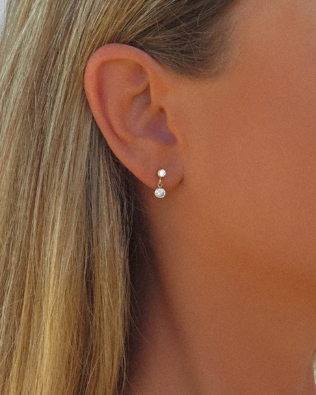 Sparkle For Less – Shop Jewelry Deals Now Double Mini CZ Drop Stud Earrings - 14k Yellow Gold Fill Sparkle For Less – Shop Jewelry Deals Now Double Mini CZ Drop Stud Earrings - 14k Yellow Gold Fill