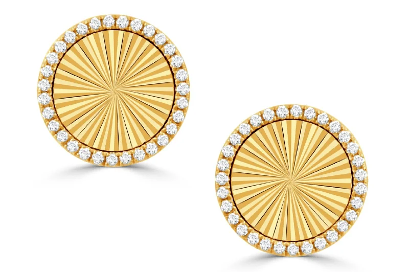 Big Discounts On Elegant Jewelry Collections Doves Fluted Gold Disc Stud Earrings