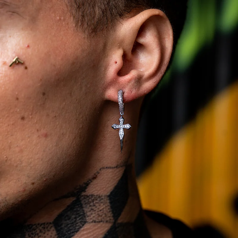 Customized Silver Jewelry For Unique Style Dripping Cross Hoop Earrings