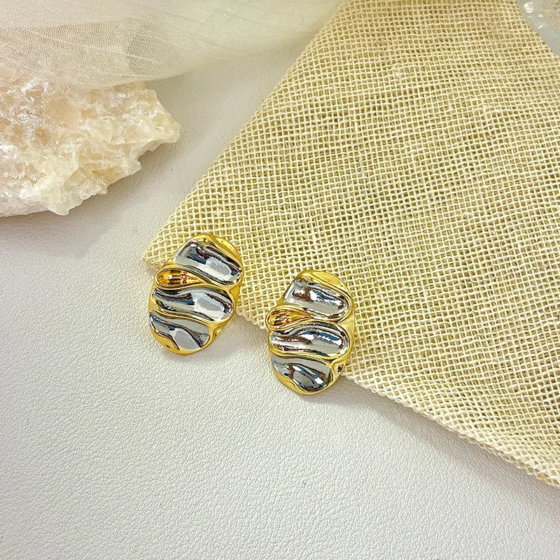 Romantic Heart-Shaped Jewelry For Special Gifts Dual-Tone Wave Multicolor Stud Earrings JLT12888