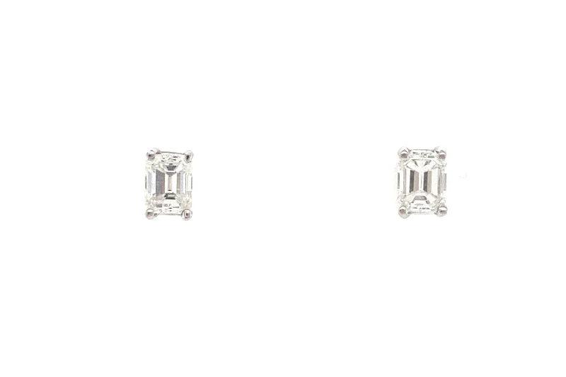Huge Markdowns On Premium Jewelry Styles Emerald Cut Diamond Stud Earrings, 0.85tw