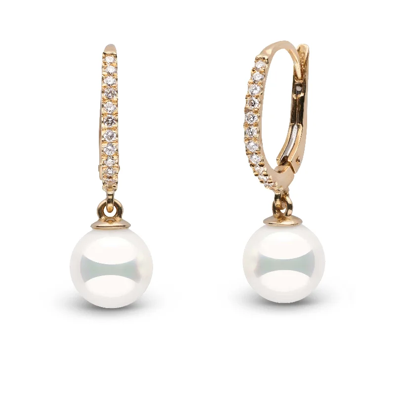 Sparkle In Style With Our Best Jewelry Deals Eternal Collection 7.0-7.5 mm Natural White Hanadama Pearl and Diamond Dangle Earrings