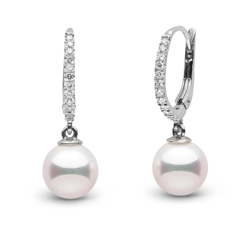 Bohemian-Inspired Jewelry For Free-Spirited Fashion Eternal Collection 8.5-9.0 mm White Hanadama Pearl and Diamond Dangle Earrings
