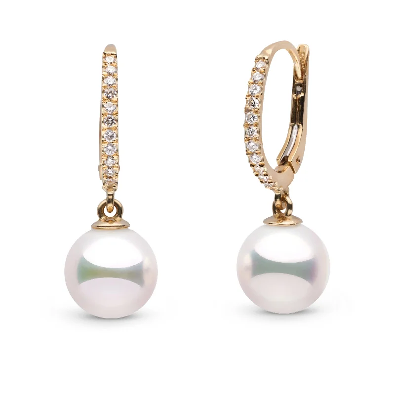 Versatile Layering Jewelry For Effortless Chic Eternal Collection 9.0-9.5 mm White Hanadama Pearl and Diamond Dangle Earrings