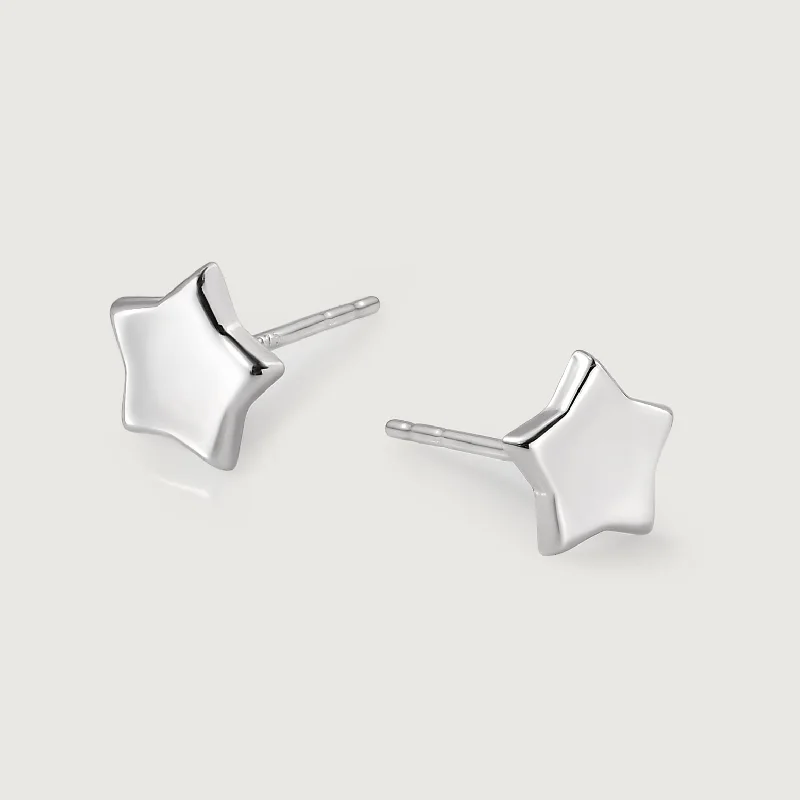 Luxury Jewelry At Unbeatable Discounts Gold Star Stud Earrings in 9K White Gold
