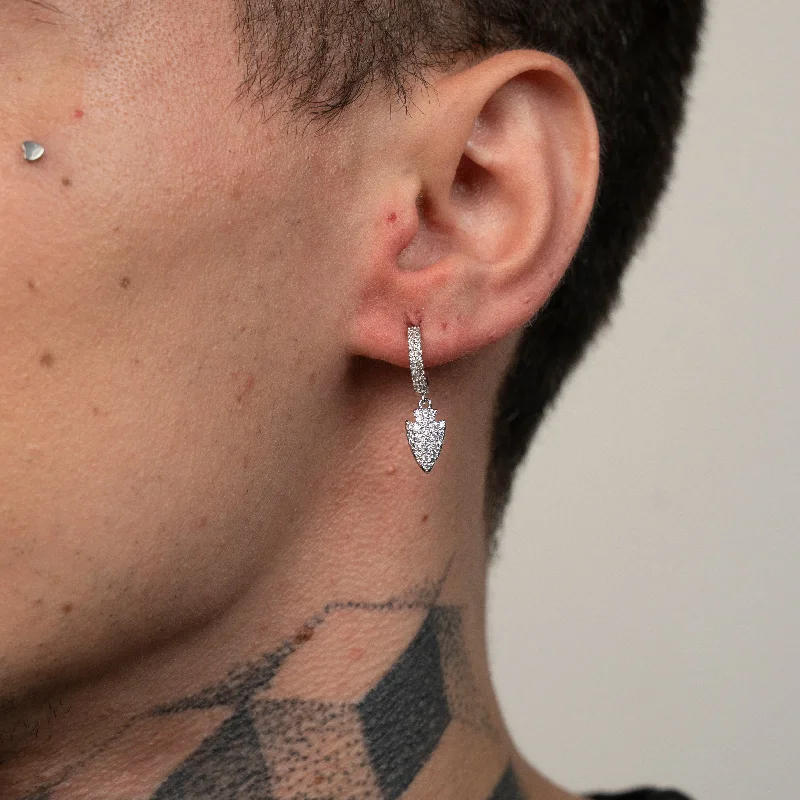 Seasonal Jewelry Deals – Elevate Your Style Iced Arrow Head Drop Hoop Huggie Earring