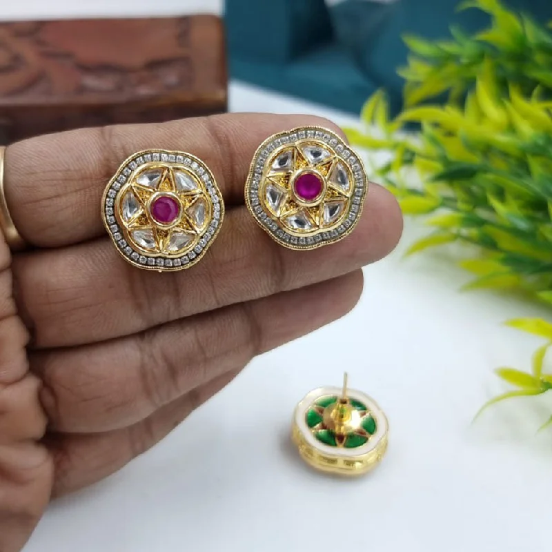 Timeless Jewelry, Timeless Savings – Don't Wait JCM Gold Plated Kundan Stone Stud Earrings Timeless Jewelry, Timeless Savings – Don't Wait JCM Gold Plated Kundan Stone Stud Earrings