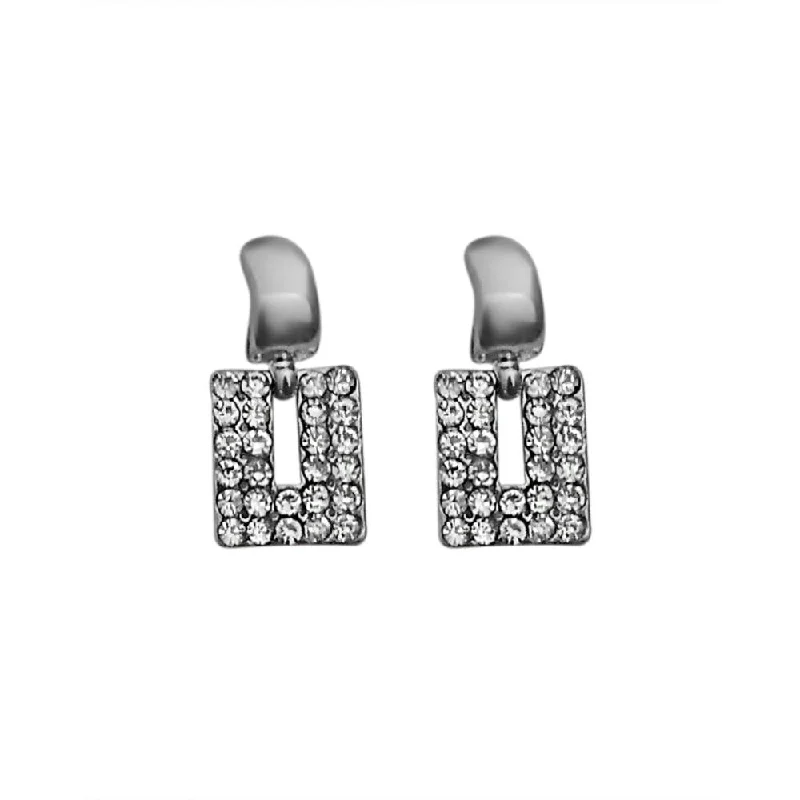 Chic And Stylish Jewelry At Exclusive Prices JewelMaze Austrian Stone Silver Plated Stud Earrings ( assorted design )