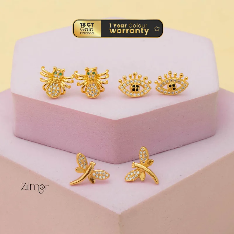 Buy More, Save More On Stunning Jewelry Designs KJ101195 - Combo stud Earrings (Gold Toned)