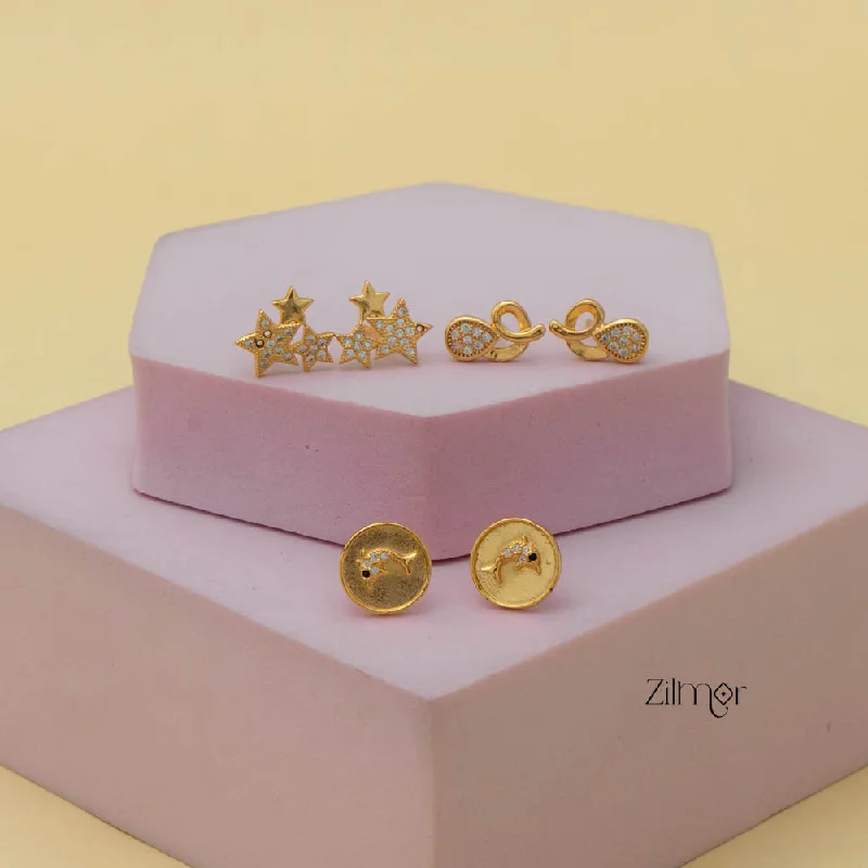 Exclusive Jewelry Bundles At Discounted Rates KJ101197 - Combo stud Earrings (Gold Toned)
