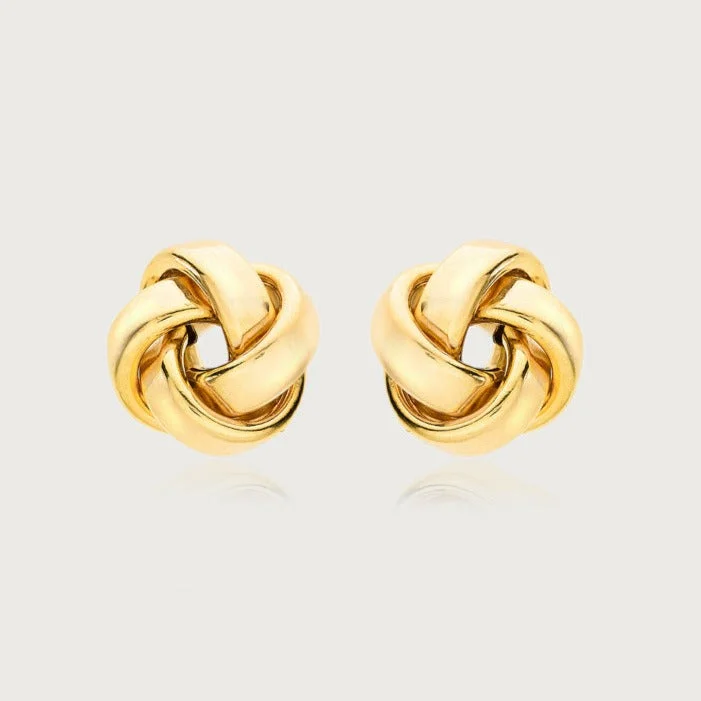 Jewelry Sale Bonanza – Grab Your Sparkle Now Love Knot Gold Stud Earrings in 9K Gold