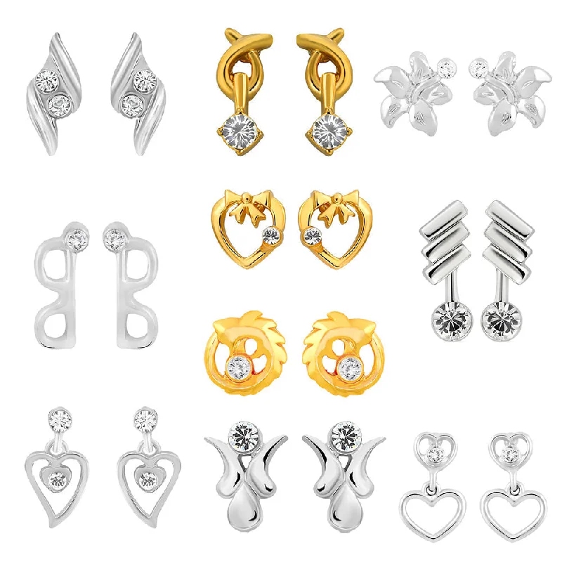 Flash Sale On Stunning Jewelry – Don't Miss Out Mahi Combo of 10 Small Crystal Stud Earrings for girls and women CO1105271M