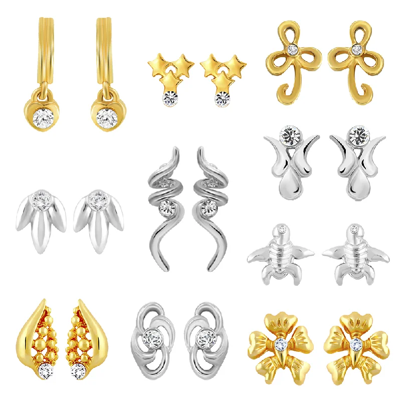 Seasonal Jewelry Deals – Elevate Your Style Mahi Combo of 10 Small Stud Earrings for Girls and Women CO1105272M