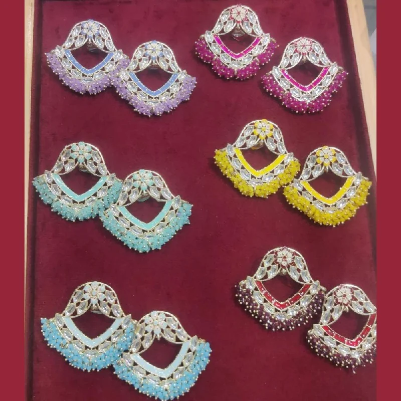 Premium Jewelry Now Available At Special Discounts Manisha Jewellery Gold Plated Kundan Stone And Beads Stud Earrings (Assorted Color 1 Piece Only)