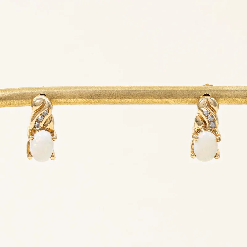 Get The Best Deals On Timeless Jewelry Pieces Opal & Diamond Earrings | 1.20ctw, 0.06ctw |