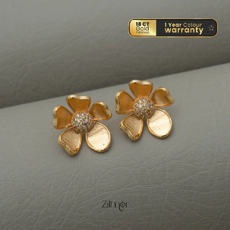Exclusive Jewelry Discounts – Shop Now For Savings PE101833 - Gold tone AD Stone Flower stud Earrings