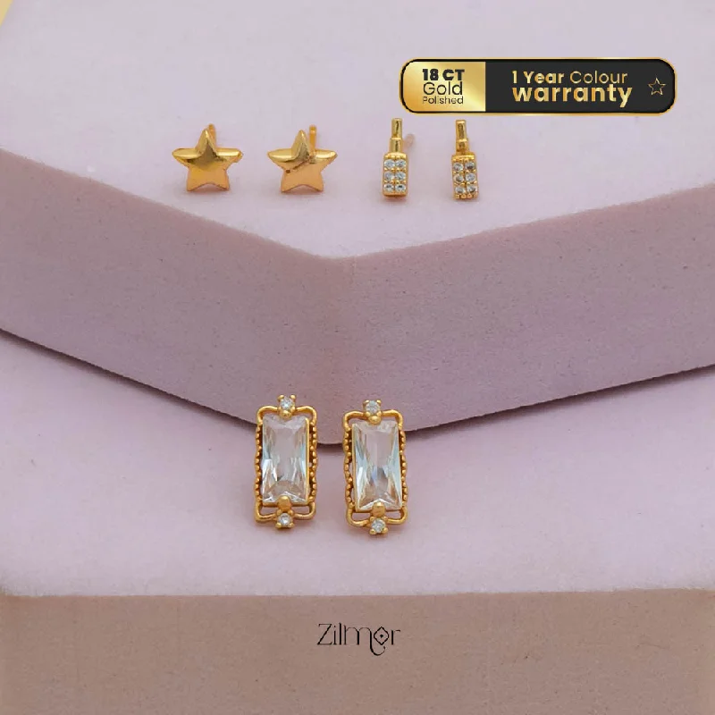 Shop Dazzling Jewelry With Special Promotional Discounts PE101846  - Gold tone AD Stone Combo stud Earrings