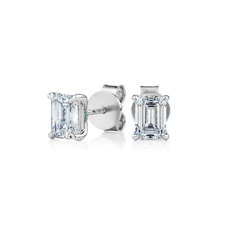 Timeless Jewelry Styles At Wallet-Friendly Prices Premium Certified Laboratory Created Diamond, 1.40 carat TW emerald cut stud earrings in 18 carat white gold Timeless Jewelry Styles At Wallet-Friendly Prices Premium Certified Laboratory Created Diamond, 1.40 carat TW emerald cut stud earrings in 18 carat white gold