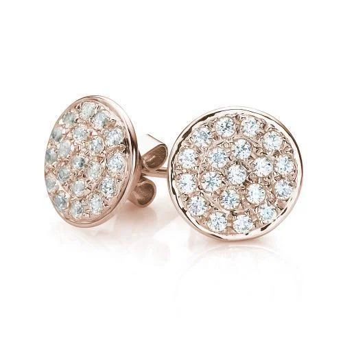 Modern Statement Jewelry For Bold Styling Round Brilliant stud earrings with 0.57 carats* of diamond simulants in 10 carat rose gold