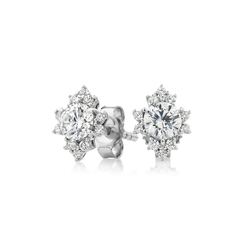 Personalized Engraved Jewelry For Meaningful Gifts Round Brilliant stud earrings with 0.6 carats* of diamond simulants in 10 carat white gold