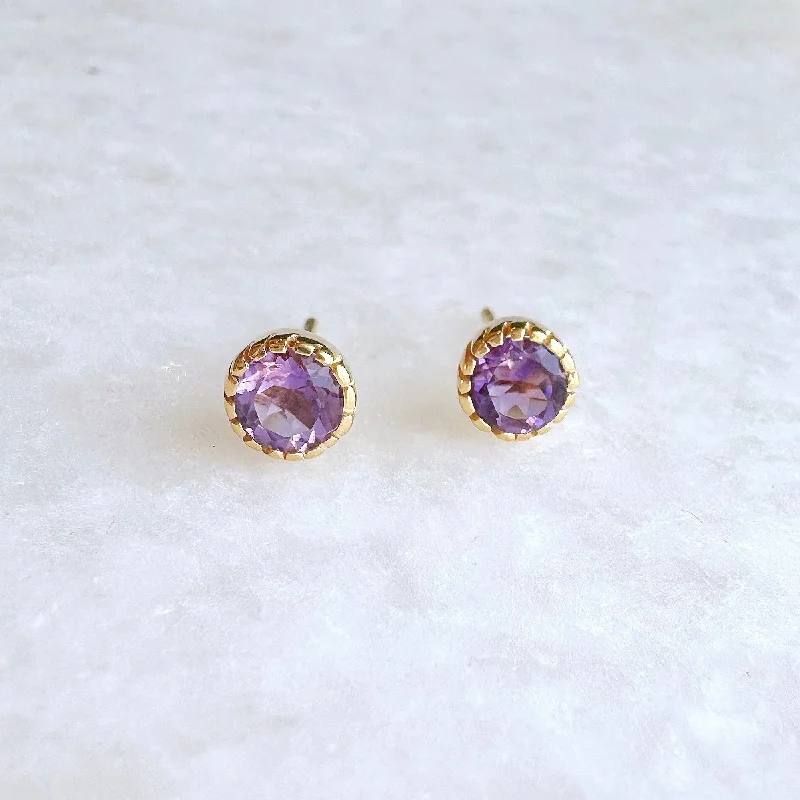 Shop Fine Jewelry With Amazing Deals Artisan Stud Earrings: Gold Vermeil Amethyst