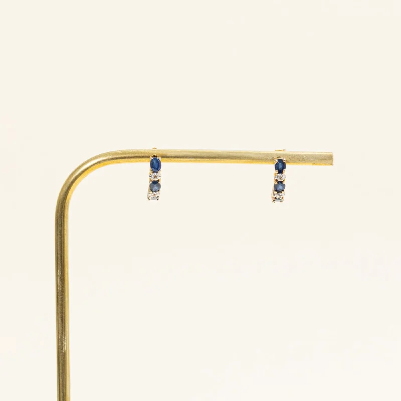 Trendy And Classic Jewelry Now At Reduced Prices Sapphire & Diamond Half Hoop Earrings | 1.38ctw, 0.02ctw |